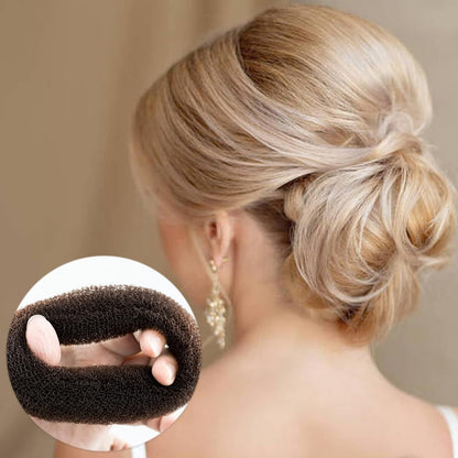 Donut Bread Maker Set of 7 Pieces Brown Ring Shape with 10 U Shaped Clips, 5 Elastic Hair Ropes