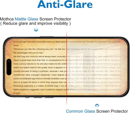 Mothca [2+2 Pack] Matte Screen Protector for iPhone 14 Pro + Camera Lens Tempered Glass Protector Anti-Glare & Anti-Fingerprint Tempered Glass Clear Film Case Friendly Bubble Free - Smooth as Silk