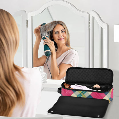 Plum Scacchiere Strumenti per capelli Borsa da viaggio con tappetino in ferro Custodia da viaggio portatile per utensili caldi e accessori per la cura dei capelli Organizzatore di accessori per