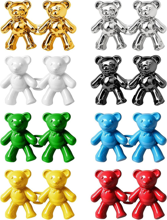 NILLOS Adjustable Waist Buckles, 8 Pairs Cute Bear Jeans Button Pins for Skirt, Jackets, DIY Clothing Accessories (Colorful)