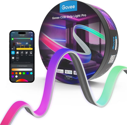 Govee COB LED Strip Light Pro, Smart Strip Light Compatible with Alexa, Google Assistant and Matter, RGBICW Light with Warm White, Color Changing Light Strip, LED Lights for Bedroom, Cabinet,16.4ft