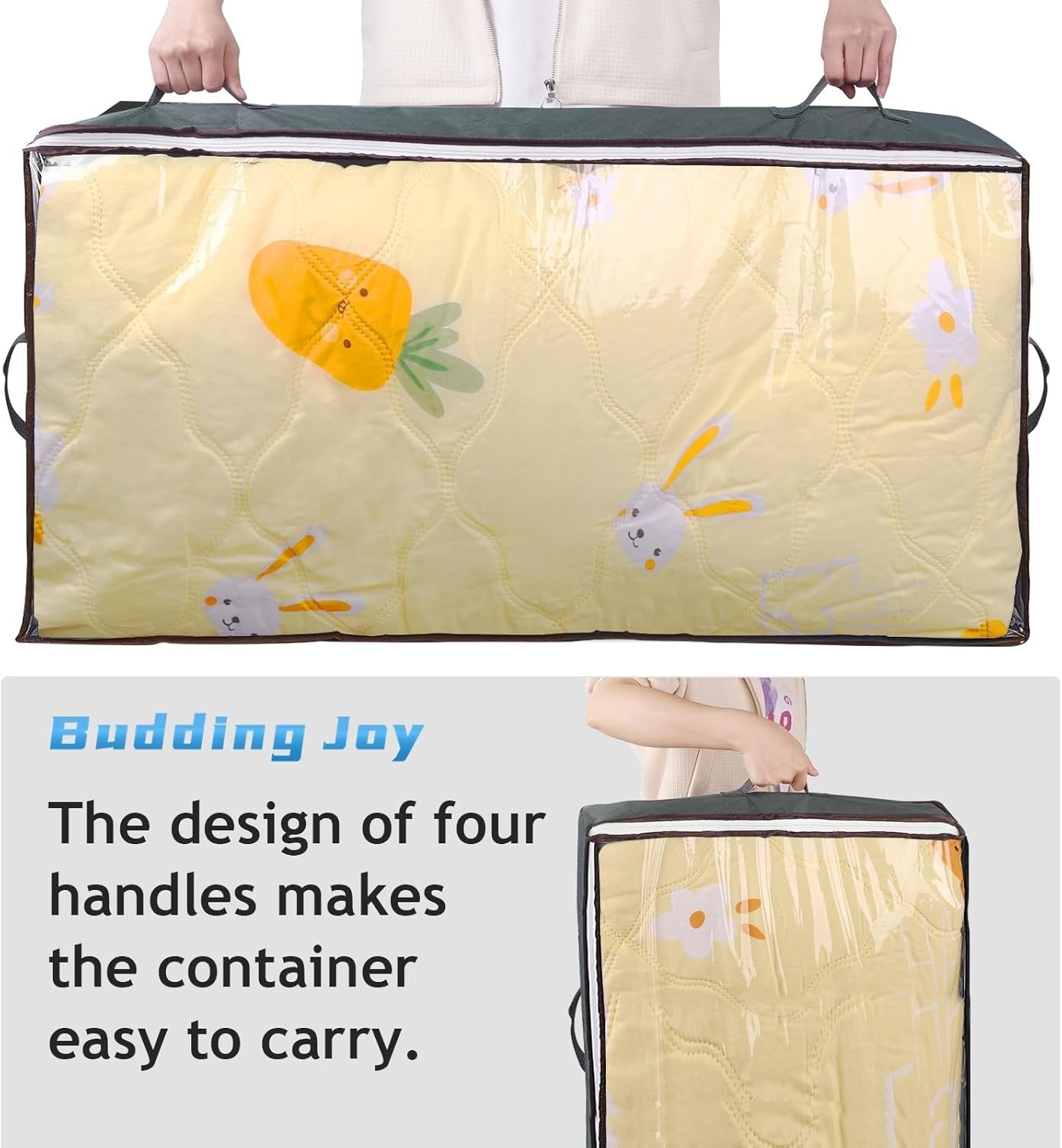 Budding Joy 90L Under Bed Storage Containers, Closet Organizers and Storage Bins, Foldable Underbed Storage Bags for Blankets, Towels, Comforter, Sweaters, Pillows, Linen Sheets, Wrapping Paper
