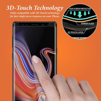QUESPLE 2 Pack for Samsung Galaxy Note 9 Screen Protector 6.4 Inch, HD Clear Tempered Glass, Easy Installation, High Sensitivity, Case Friendly