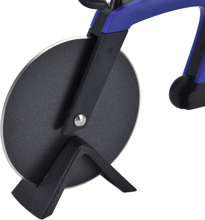 Aladeno Bicycle Pizza Cutter Wheel Stainless Steel Bike Shape Funny Pizza Knife Pizza Cutter Pizza Cutter Tool Kitchen Gadget (Blue)