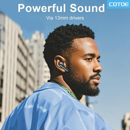 Wireless Earbuds, Bluetooth 5.3 Headphones with 48H Playtime Deep Bass Stereo LED Power Display Charging Case, IPX5 Waterproof Earphones with Mic for Sports, Workout COTOE