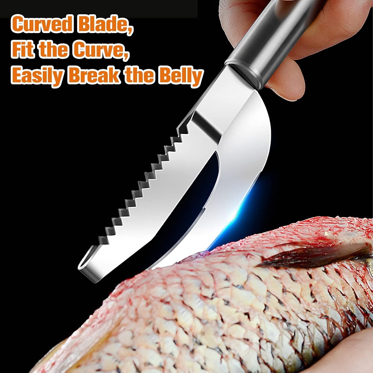 Fish Scale Knife Cut/Scrape/Dig 3-In-1, Stainless Steel Fish Scale Remover Tool, Fish Maw Knife 3 in 1, Manual Fish Scale Scraper Cleaning Tool, Hanging kitchen Tools Gadgets Accessories (1)