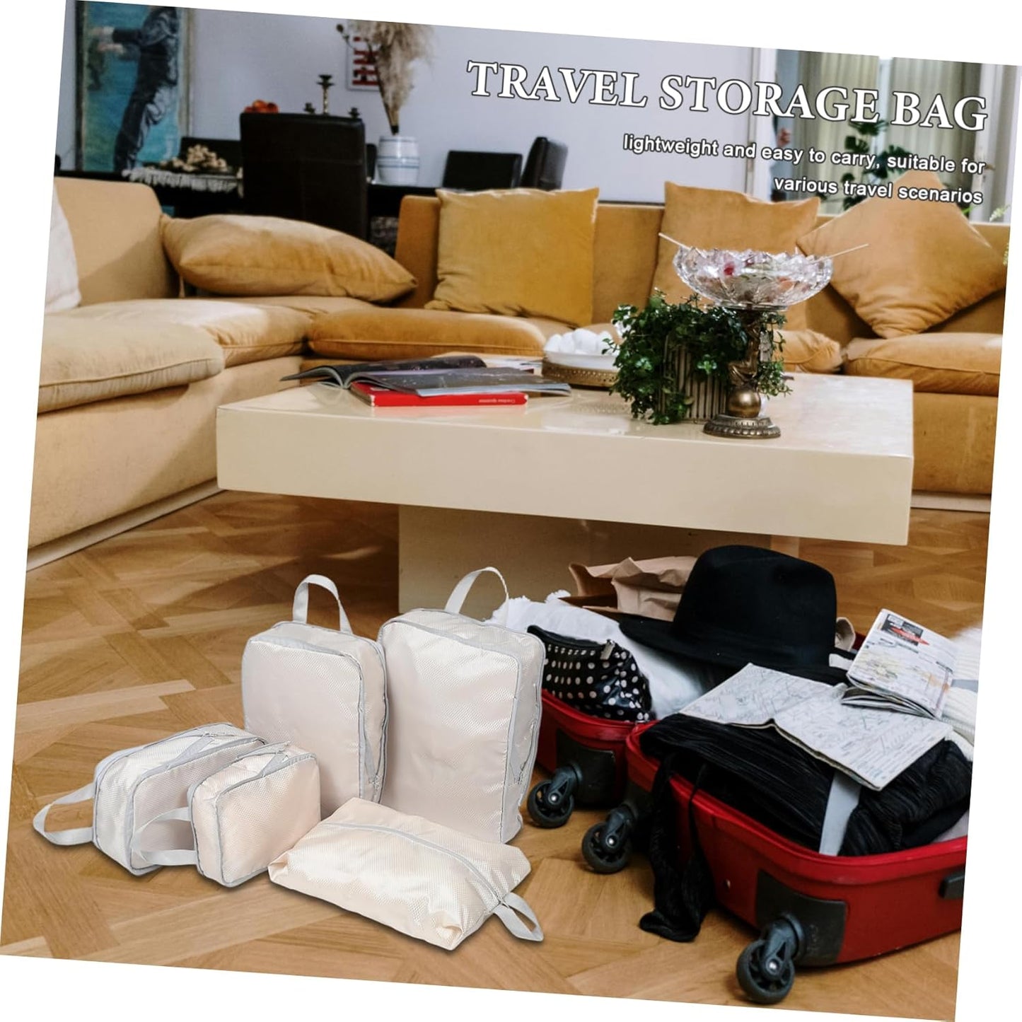 TOGEVAL Travel Essential: 5pcs Compression Packing Cubes for Suitcase Shoes and Clothing Water-resistant Compact and Designed for Organization