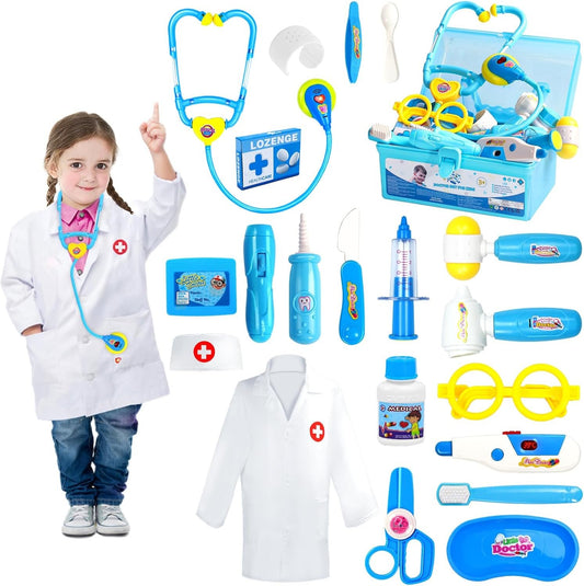 Doctor Kit Kids Toys for 2 3 4 Year Old Girl Boys, Dentist Kit Pretend Play Dress Up Game Medical Kit Costume Educational Toddler Toys for 2 3 4 5 6 + Year Old Boys Girls Birthday Gifts