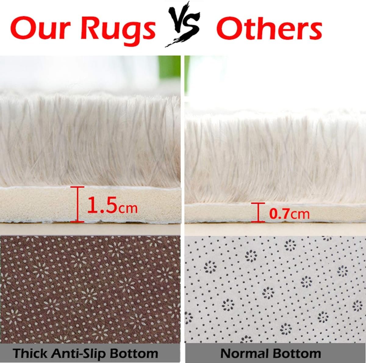 Rugs Living Room Fluffy Area Rug for Bedroom Shaggy Carpet Anti Slip Rugs Soft Modern Plush Carpets Suitable for Home Decor (Grey White, 4 * 5.5ft(120 * 170cm))