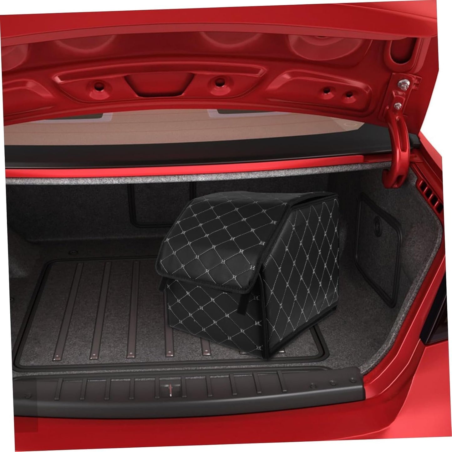 GANAZONO Foldable Car Storage Box Collapsible Trunk Organizer for Car Boot Organizer Water-resistant Leather Easy Install