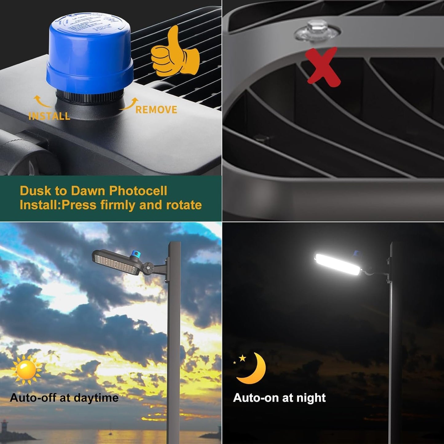 4Pack 240W LED Parking Lot Light 36000lm(150LM/W) Arm Mount LED Pole Light IP65 Waterproof 5000K ETL Listed Commercial Area Lighting with Smart Photocell 6KV SPD-7 Yrs Warranty