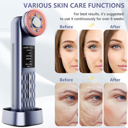 MASIKE Face Massager, 7 in 1 Portable Electric Facial Massager, Beauty Device with Red Light Therapy, Home Skin Care Tool