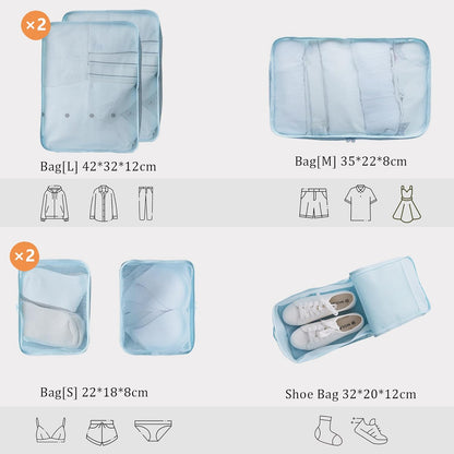 JOVALA Travel Packing Cubes 6 PCS Set Compression Cubes Luggage Suitcase Organisers Bags Pouch Clothing Sorting Packages Lightweight Travel Essentials (Beige)
