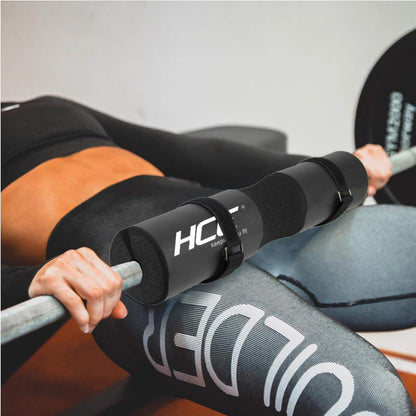 HCE 7-Pc Barbell Squat Support Pad with Straps, Hip Thrust Foam Cushion Pads, Thick Barbell Foam Cushion with 2 Gym Ankle Straps, Booty Hip Band and Carry Bag - Bodybuilding Home & Commercial Gym Accessories