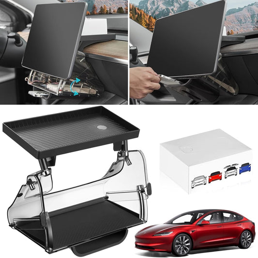 Car Center Console Organizer for Tesla Model 3 Model Y, Magnetic Tray Under Screen Storage Box Dashboard Holder for Tesla Interior Accessories