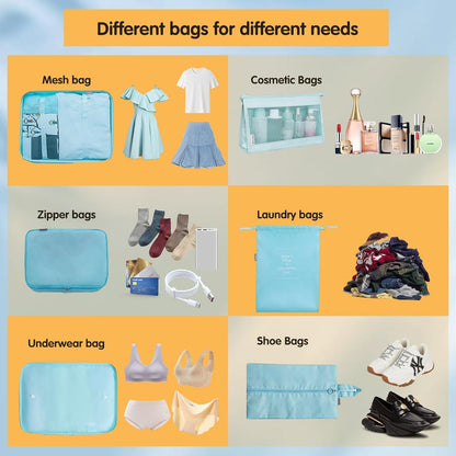 12 Set Packing Cubes: Complete Travel Storage System | Lightweight Luggage Organizers with Shoe, Toiletry & Laundry Bags for Effortless Travel (Beige2)