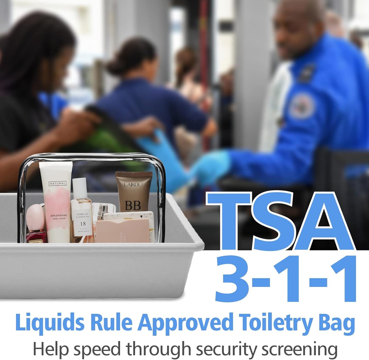 PACKISM TSA Approved Toiletry Bag, Clear Makeup Bag Waterproof Quart Size Bag, Travel Makeup Cosmetic Bag for Women Men, Carry on Airport Airline Compliant Bag, 3 Pack