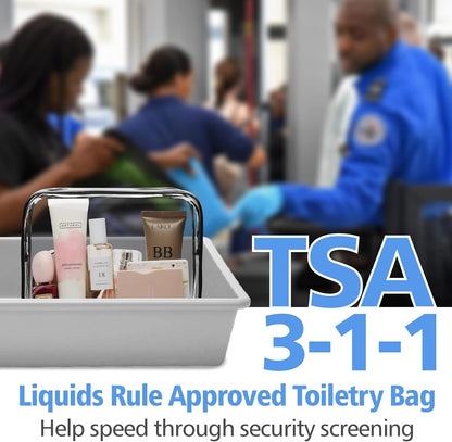 PACKISM TSA Approved Toiletry Bag, Clear Makeup Bag Waterproof Quart Size Bag, Travel Makeup Cosmetic Bag for Women Men, Carry on Airport Airline Compliant Bag, 3 Pack