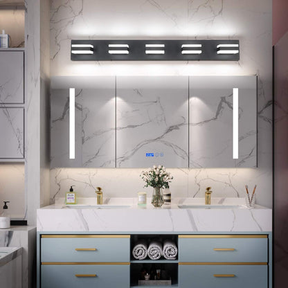 SOLFART Dimmable LED Modern Black Bathroom Vanity Lights Over Mirror 5 Lights Acrylic Bath Wall Lighting S8568 (5 Lights)