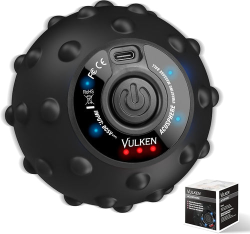 Vulken 4 Speed High Intensity Vibrating Massage Ball for Fitness, Performance Improvement, Black