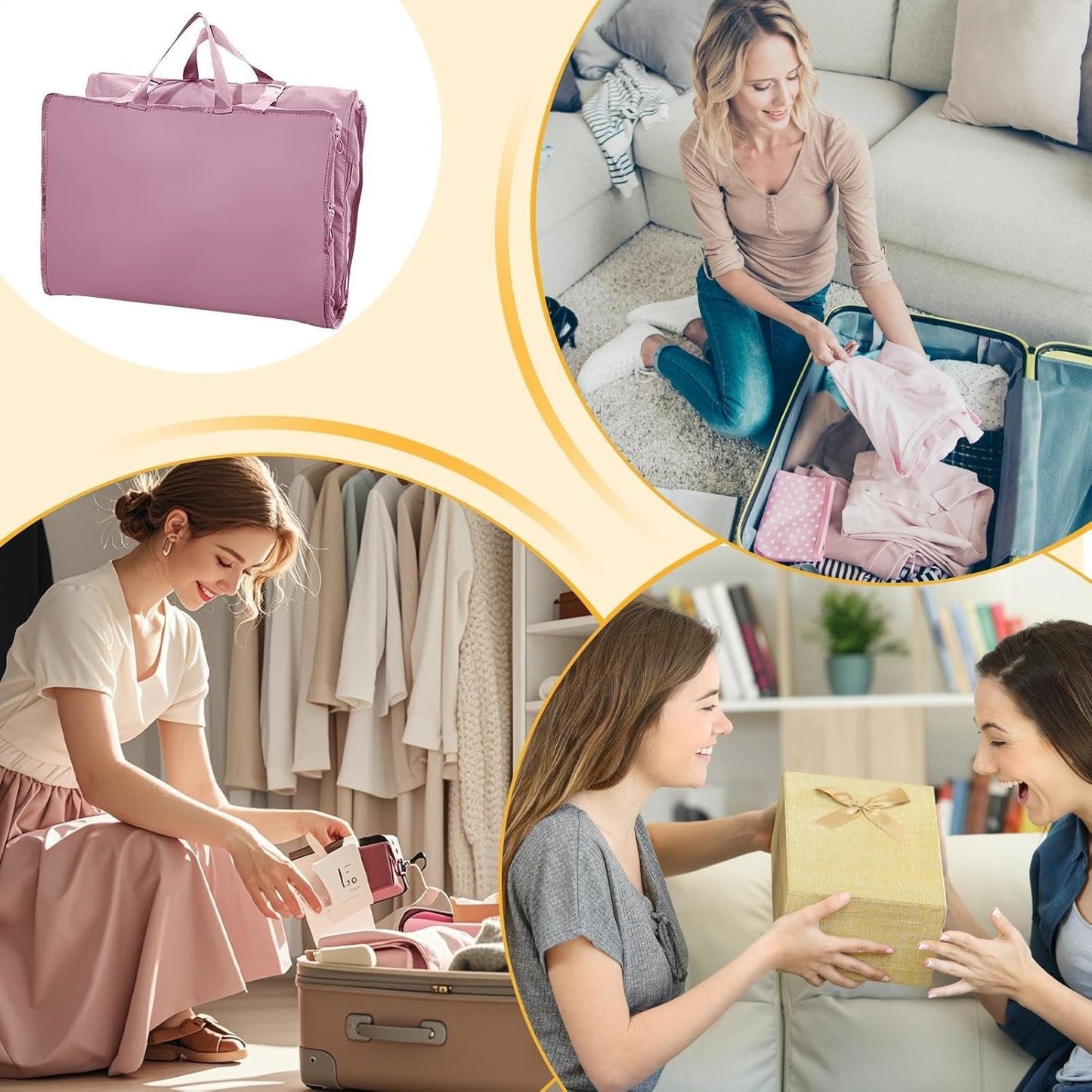 Suitcase Travel Bag, Duffle Rolling Organizer, Lightweight Compression Carrier, Sturdy Zipper Closure, Spacious Multi-Compartment Design, Ideal for Airplane Trips, Gym Training, pink, Please refer to