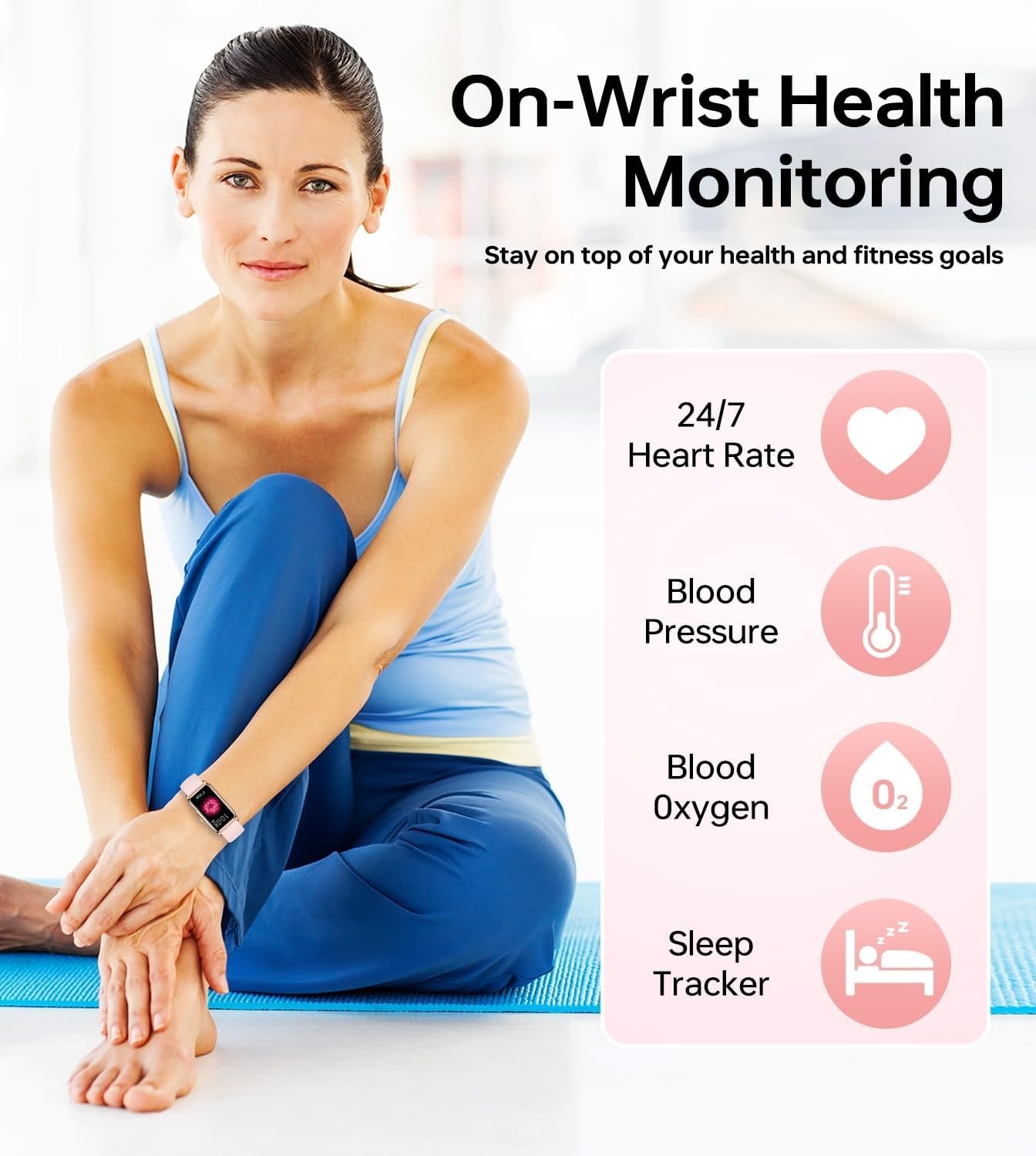 PLAZOR Smart Watches Fitness Tracker for Women(Pink) with 115 Sports Modes, 24/7 Heart Rate, Sleep Tracker, Smartwatches with Step Calorie Counter, IP67 Waterproof Watch for Andriod iOS