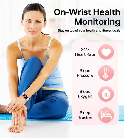 PLAZOR Smart Watches Fitness Tracker for Women(Pink) with 115 Sports Modes, 24/7 Heart Rate, Sleep Tracker, Smartwatches with Step Calorie Counter, IP67 Waterproof Watch for Andriod iOS