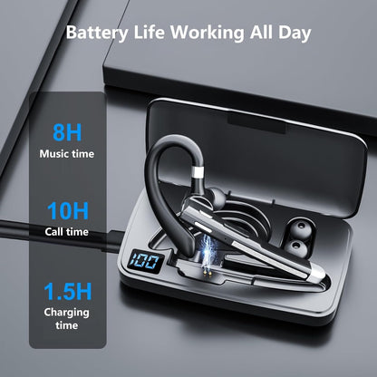 Alinch Bluetooth Headset V5.3 Bluetooth Headphones Bluetooth Earpiece with Microphone ENC Noise Cancelling Wireless Headset with Long Battery Display Charging Case for iPhone/Android