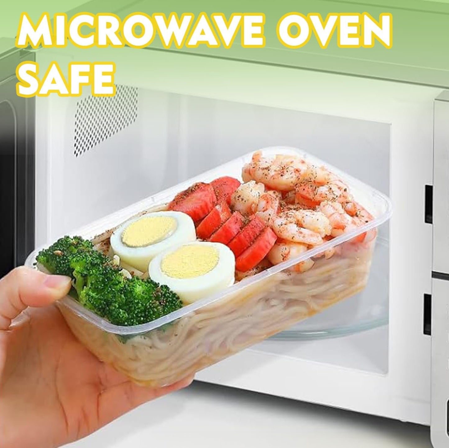 100 Pack Plastic Takeaway Food Containers Disposable with Lids 650mL - Microwave, Freezer & Dishwasher Safe - Reusable & Stackable Meal Prep Containers - Clear, BPA-Free Food Containers for Storage
