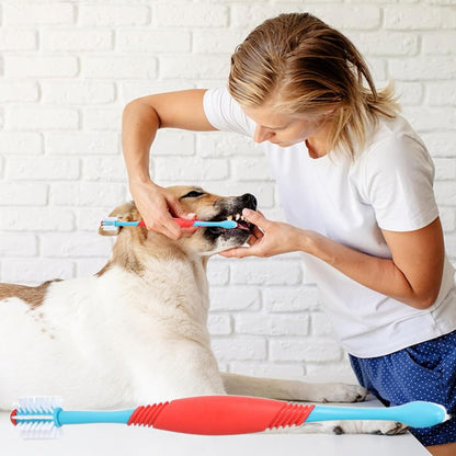 Sprofondimi di denti per cani - Spazzo da dente cucciolo a doppia testa | PROPRIETÀ DI CARE DENTALE PET | Strumento di pulizia multi-pet per la salute orale | Ideale per la toelettatura da esterno per