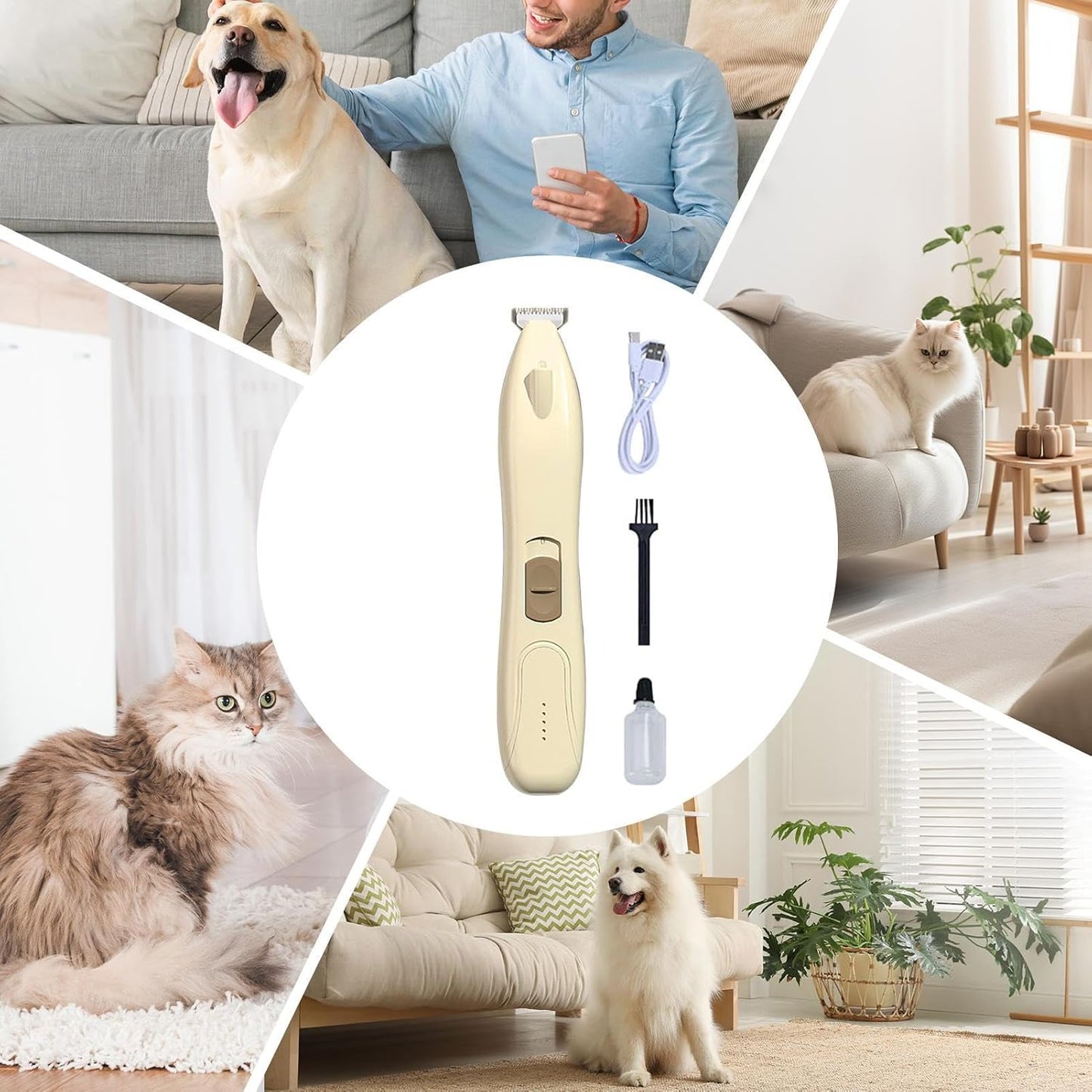 Dog Paw Trimmer For Grooming - Cordless Rechargeable Dog Paw Shaver,Low-Noise Cordless Feet Shaver Shedding Brush Gentle Rechargeable For Kitten Grooming Knotted