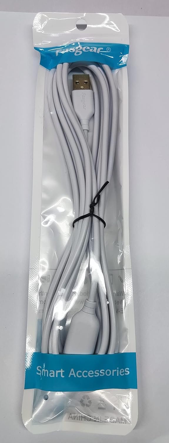 Fasgear [10ft/3m] USB 2.0 Extension Cable - A Male to A Female Charging and Syncing USB Extender Cord (10ft, White)