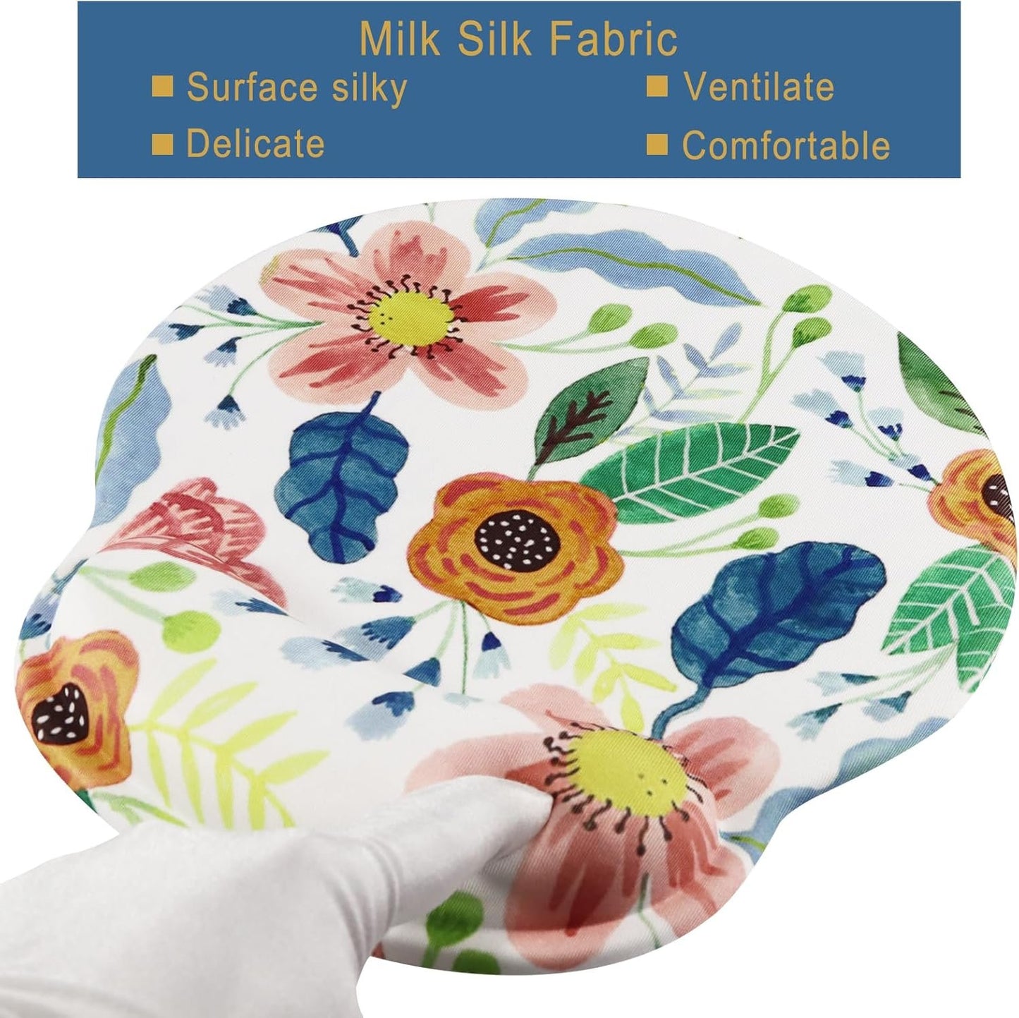 Ergonomic Mouse Pad with Wrist Rest,Small Gaming Gel Mousepad,Office Desk Accessories for Computer Laptop,Work from Home Essentials (Flower)