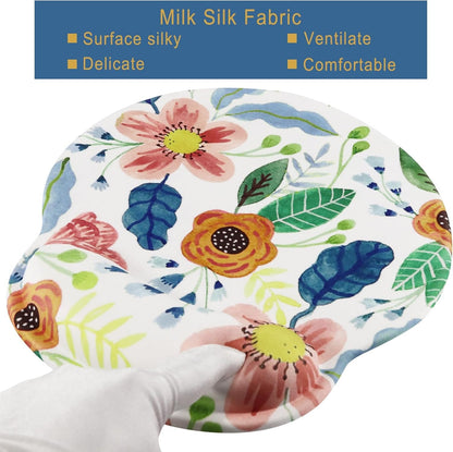 Ergonomic Mouse Pad with Wrist Rest,Small Gaming Gel Mousepad,Office Desk Accessories for Computer Laptop,Work from Home Essentials (Flower)