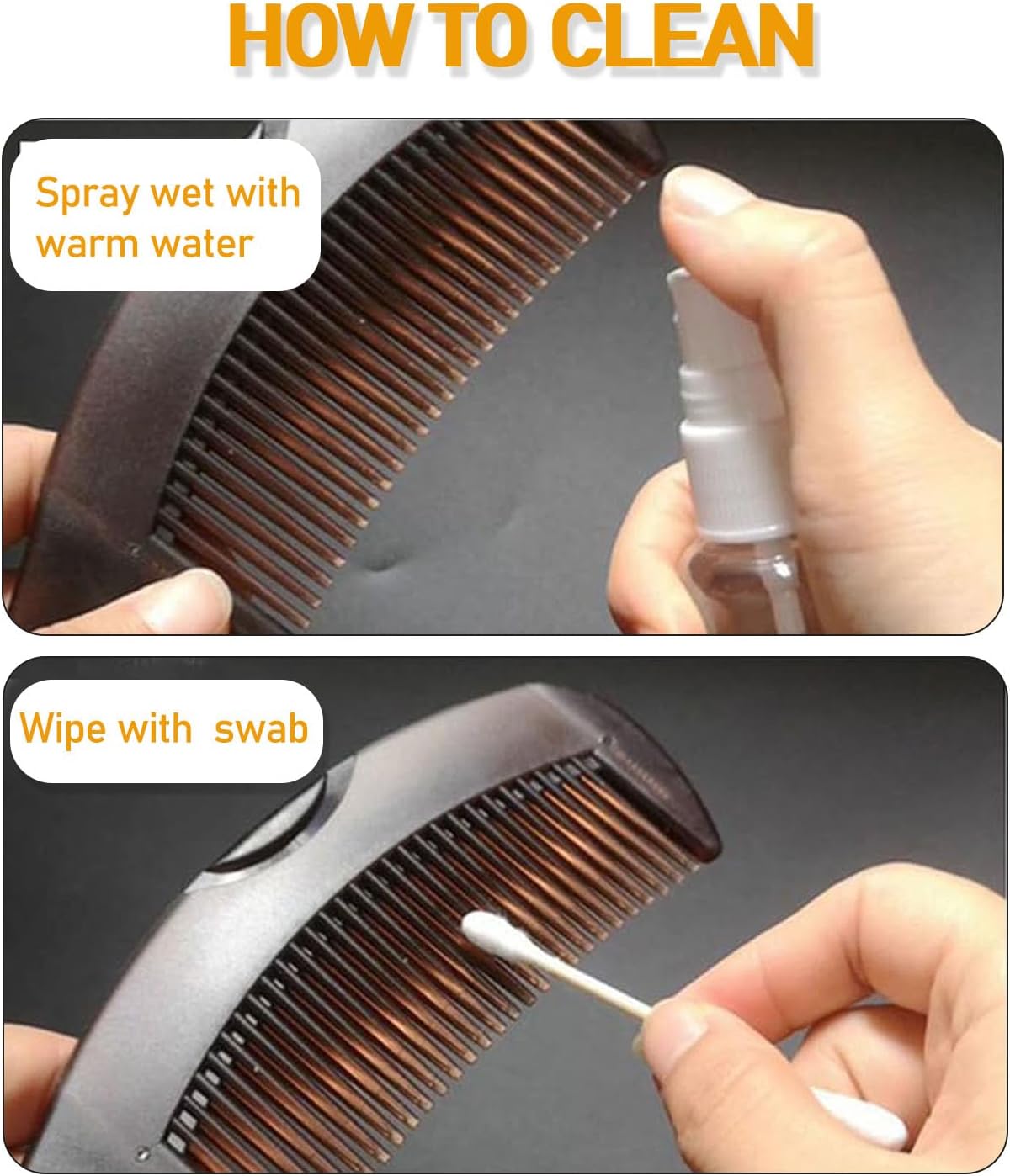 Dandruff Comb Fine Tooth Scalp Detox Comb Lice for Women, Men & Kids Stainless Steel Scalp Detoxing, Sweep & Massage Hair Brush Tool for Hair Care (Brown)
