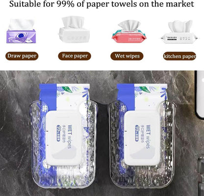WADY Wall Mounted Wipes Holder Wipes Wall Mounted Holder Bathroom Wipes Holder Toilet Wipes Holder Punch-Free Wipes Dispenser Kitchen Wipes Storage Box Wipes Organizer Container (Transparent gray)