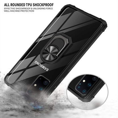 Cavor for Samsung S20 Ultra Case,for Samsung Galaxy S20 Ultra 5G Case,Clear PC Case TPU Bumper Protective Cover 360°Rotation Ring Holder Kickstand [Work with Magnetic Car Mount] (6.9")-Red