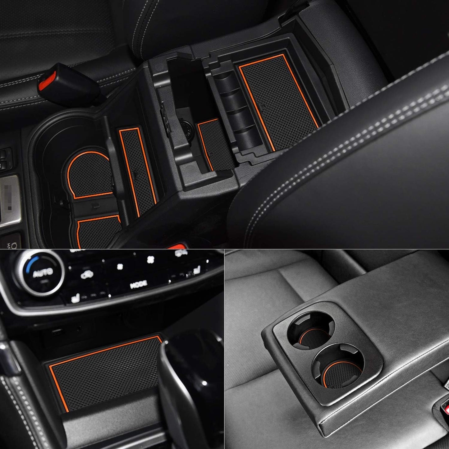 Auovo Anti Dust Mats for Subaru Forester Accessories 2019 2020 2021 2022 2023 2024 Interior Custom Cup Holder Insert Liner Coaster Center Console Door Pads(17pcs) (Orange)