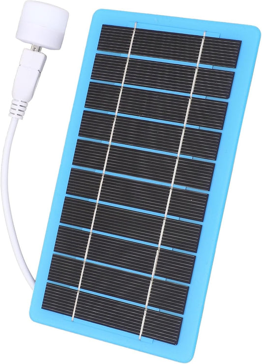 ASHATA 5V 5W Small Blue Solar Panel, USB Solar Charger with White Light, Modern Style, Moderate Efficiency, Ideal for Outdoor Activities, Emergency Light Source