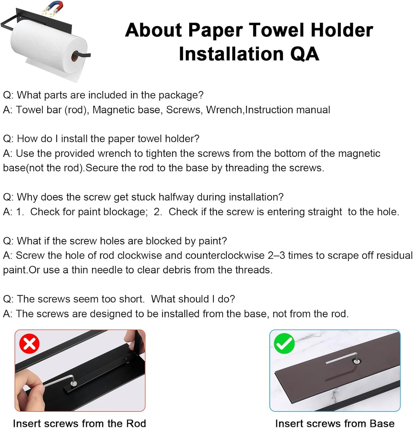 Paper Towel Holder, Magnetic Paper Towel Holder for Fridge, Toilet Paper Roll Holder Magnet Towel Rack Wall Mount Fridge Organizer for Paper Towels Rolls Bathroom Pantry RV Kitchen Storage