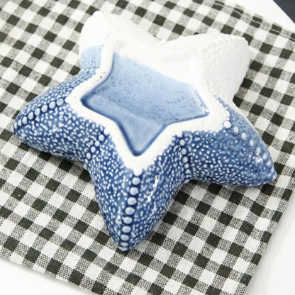 DEARMAMY 2 Pcs Starfish Tray Gadgets Home Supplies Home Drawer Jewelry Box Beach Plate Key Starfish Ceramic Blue
