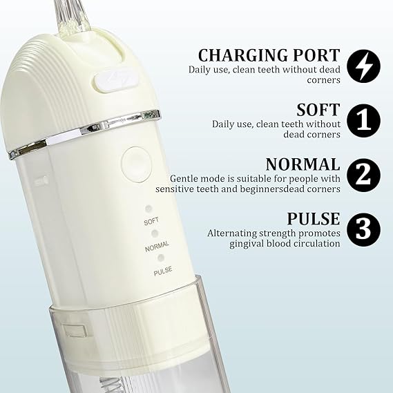 Water Dental Flosser Pick for Teeth, Rechargeable Oral Irrigator for Home and Travel, Collapsible Water Teeth Cleaner for Braces and Dental Care, Waterflosser for Oral Hygiene