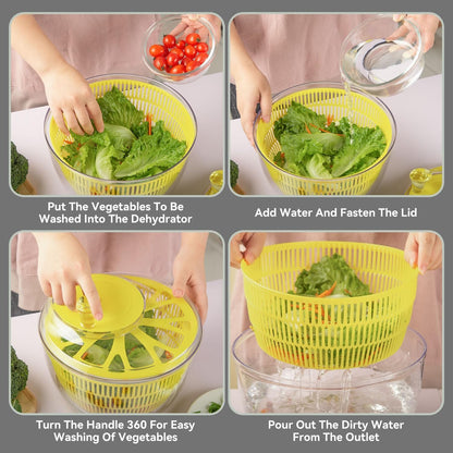 Stelive 2-in-1 Salad Spinner & Mandoline Slicer Lettuce Spinner Vegetable Washer Dryer with 5 Interchangeable Blades, 5L Large Capacity, Easy to Clean, Food-Grade Kitchen Tool for Vegetables & Fruits