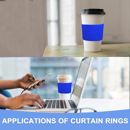 GLOKUUCA Coffee Cup Sleeves - 2 Packs Non-Slip Protective Covers Fits for Cups and Water Bottles - Silicone Heat-Resistant Cover - Blue