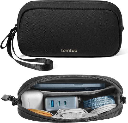 tomtoc Cable Organiser Bag Travel Pouch Water Resistant Accessory Bag Cord Organiser for Essentials, Tech Pouch Accessories Carry Storage for Power Bank, Charger, Airpods, USB, Pocket 3, Daily Items