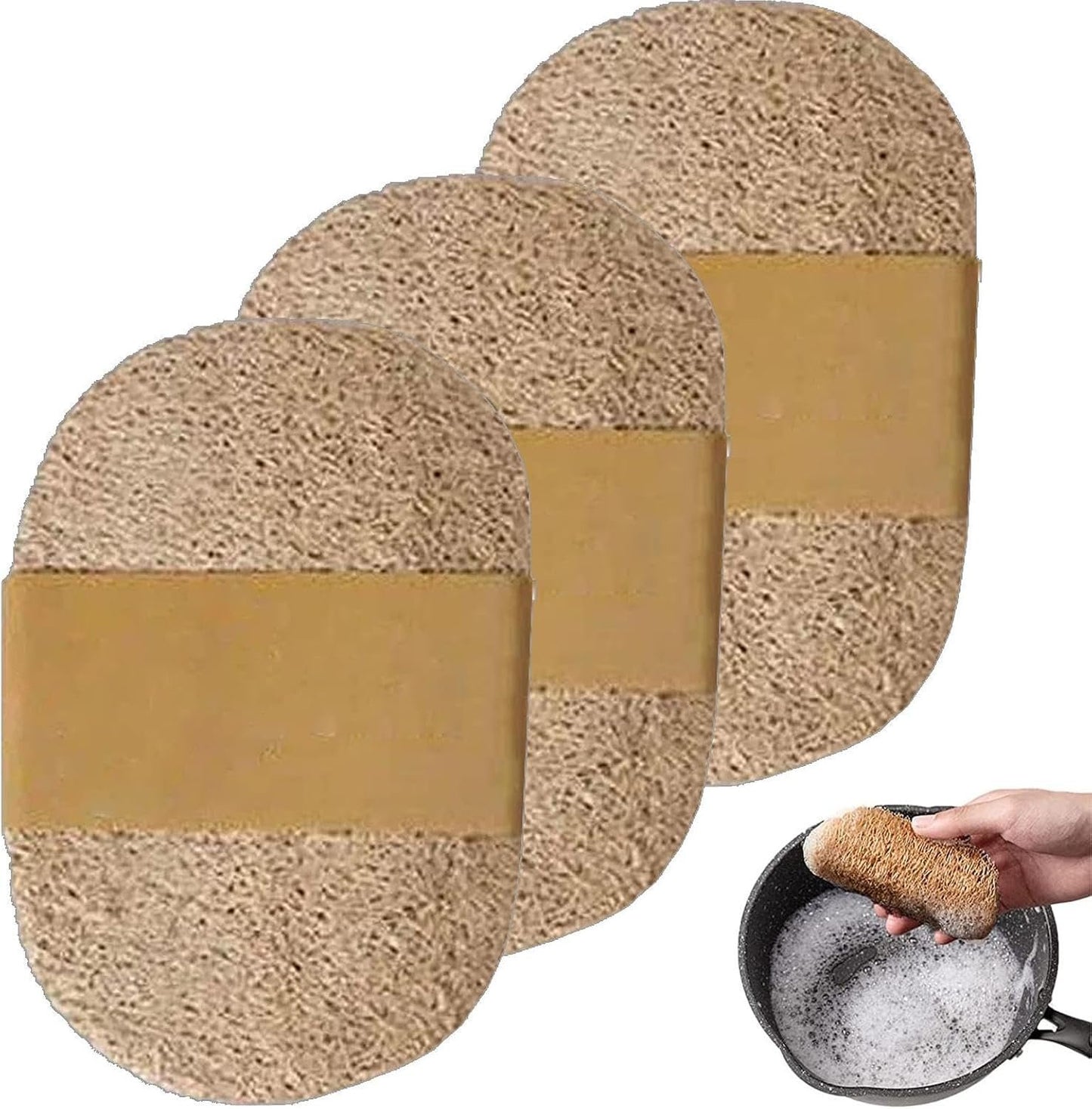 Natural Loofah Sponge | 3 Natural Dishwashing Sponges - Kitchen Eco Scrubs Natural Sponges Cleaning Plant Natural Loofah for Home Use, Unique attribute, Consulte la descripción