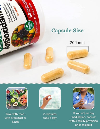 Nutridom Multi Antioxidant Formula – Broad Spectrum Antioxidant Supplement – Contains Coenzyme Q10, NAC, Alpha Lipoic Acid, Beta-Carotene, Vitamin B12, Vitamin B6, Vitamin E, Folate & Selenium - Non-GMO, Gluten Free, Vegetarian Capsules (60 Count)