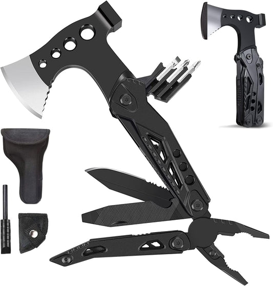 Gifts for Men Dad Husband, Camping Multitool, All in One Survival Tools with Knife Hammer Saw Screwdrivers Pliers Bottle Opener Durable Sheath, Christmas Birthday Fathers Day for Him Boyfriend