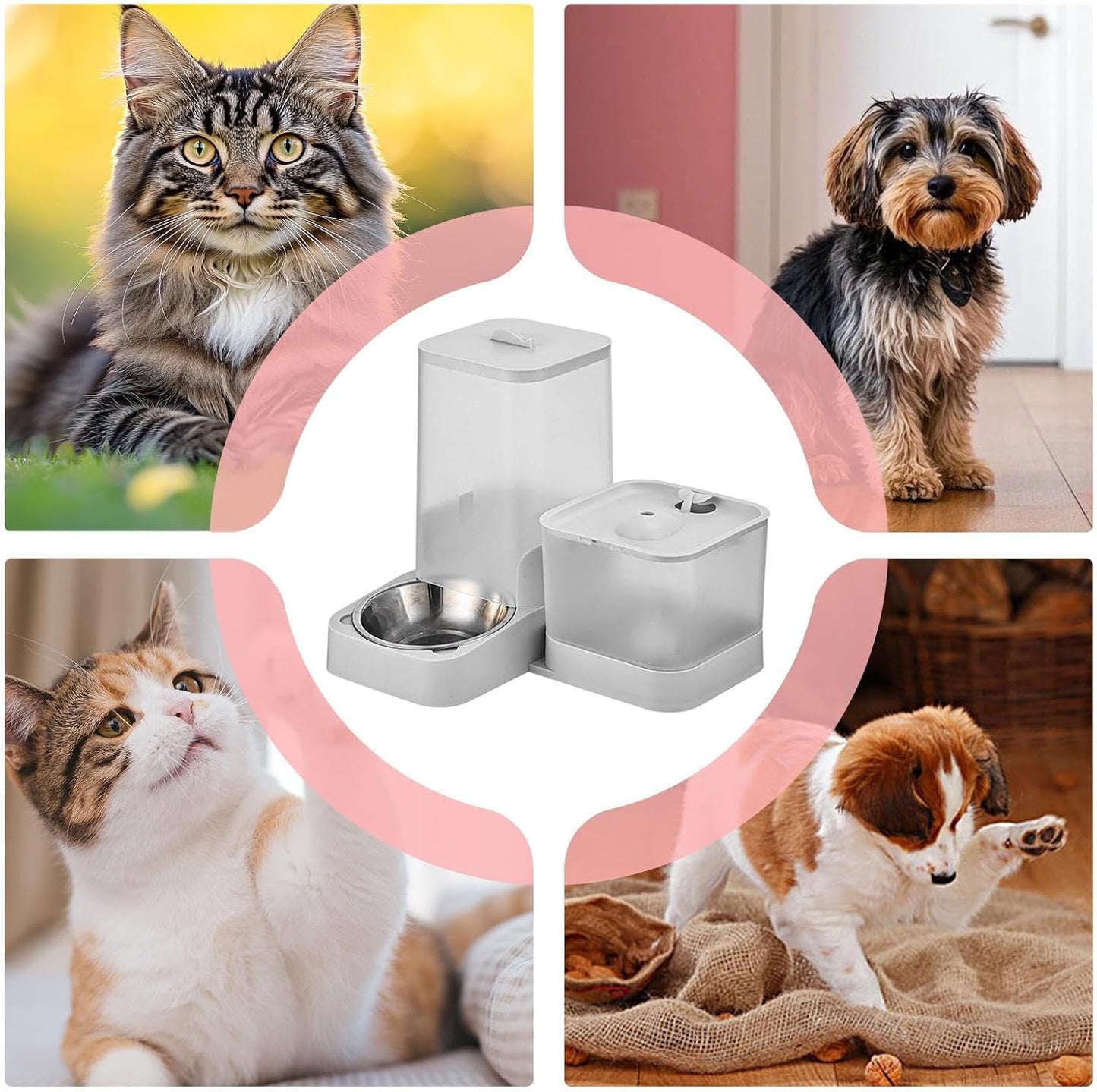 Automatic Cat Food Dispenser, Dog Food Dispenser Automatic Feeder, Drinker Waterer Large Capacity Pet Supplies, Storage Container for Kitten Puppy Feeding Watering