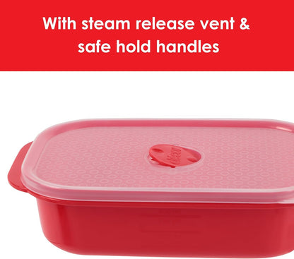 Decor Microsafe Oblong Set, Pack of 5 Pieces, Red